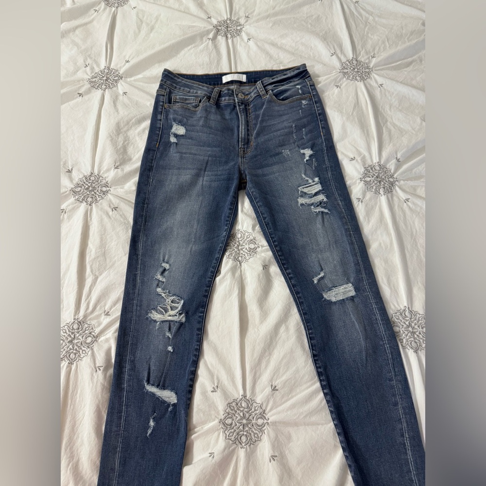 Vervet Distressed Skinny Ankle Blue Jeans
